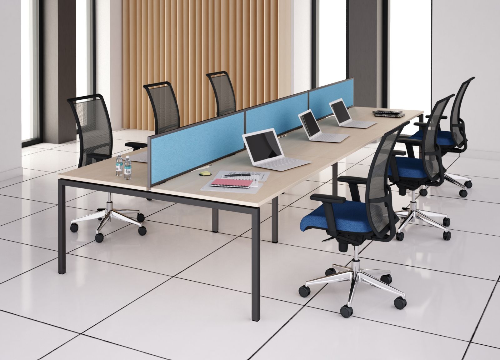 Nova O 212.4" Office 6-Desk Bench w/Metal Frame