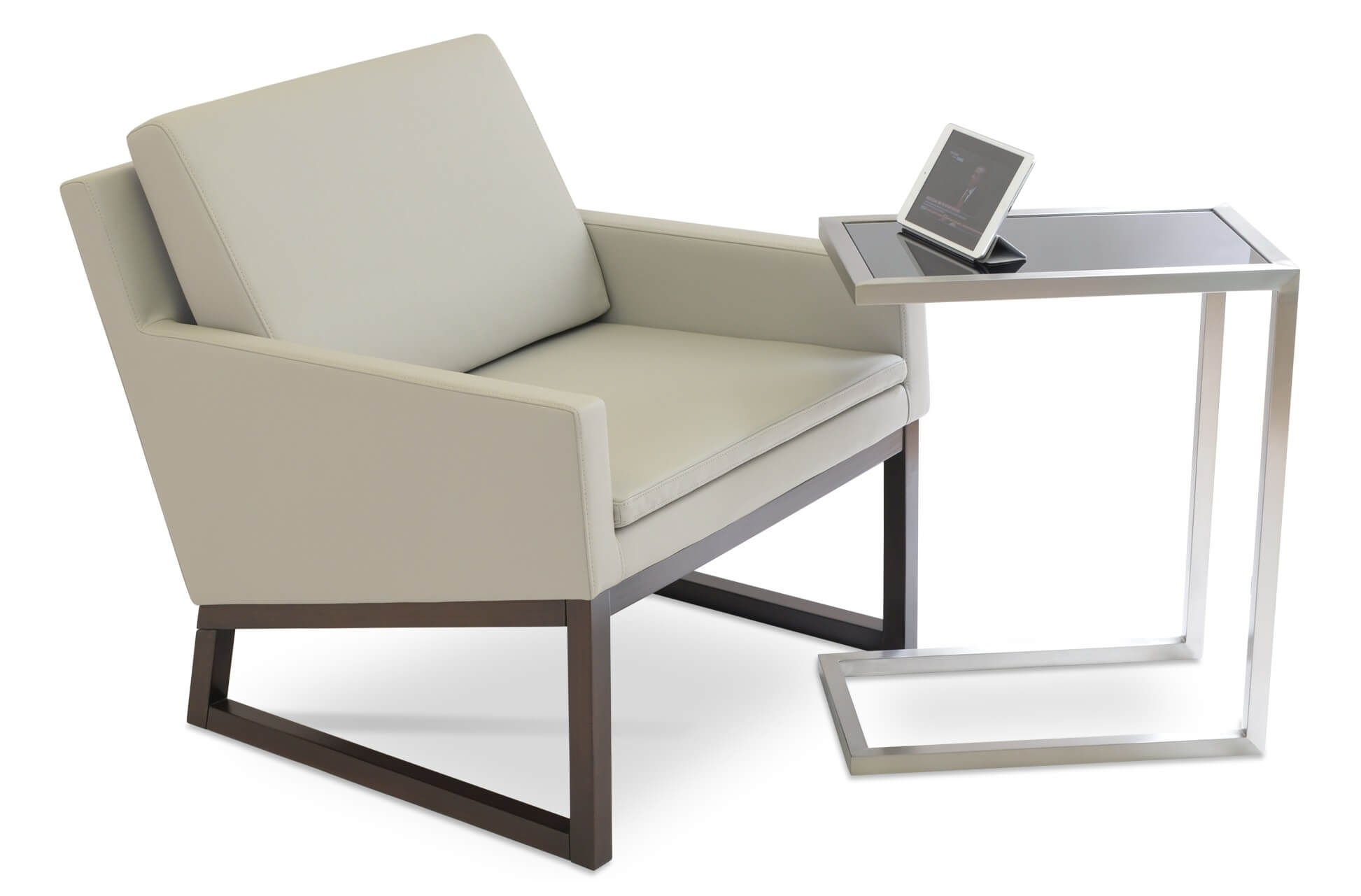 Nova Sled Wood Lounge Armchair