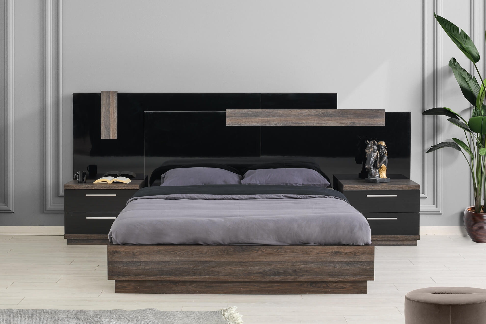 Napoli Wood LED Platform Bedroom Set