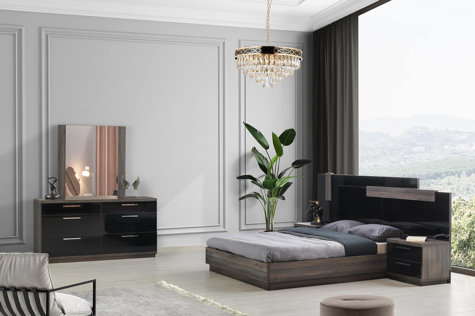 Napoli Wood LED Platform Bedroom Set