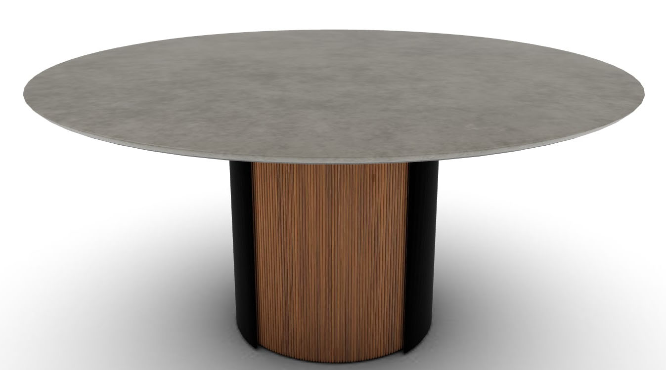 Yoroi W62.9-inch Ceramic/Metal/Wood Customizable Round Dining Table
