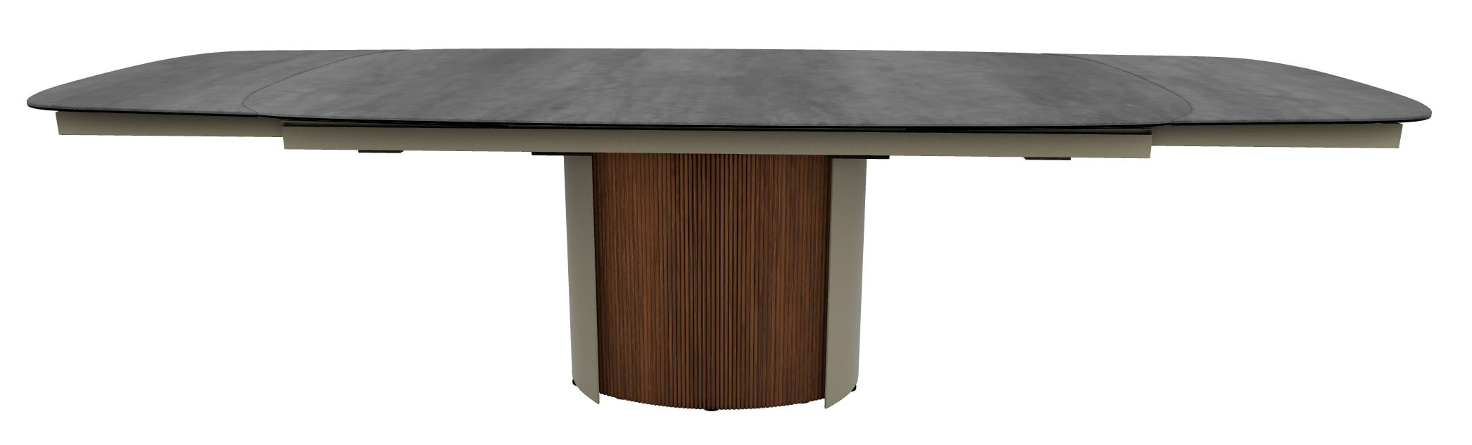 Yoroi W78.7"-97.6"-116.5" Ceramic/Metal/Wood Customizable Extendable Elliptical Dining Table
