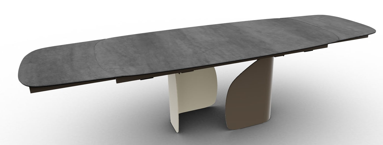 Twins W78.7"-97.6"-116.5" Ceramic/Metal Customizable Extendable Elliptical Dining Table