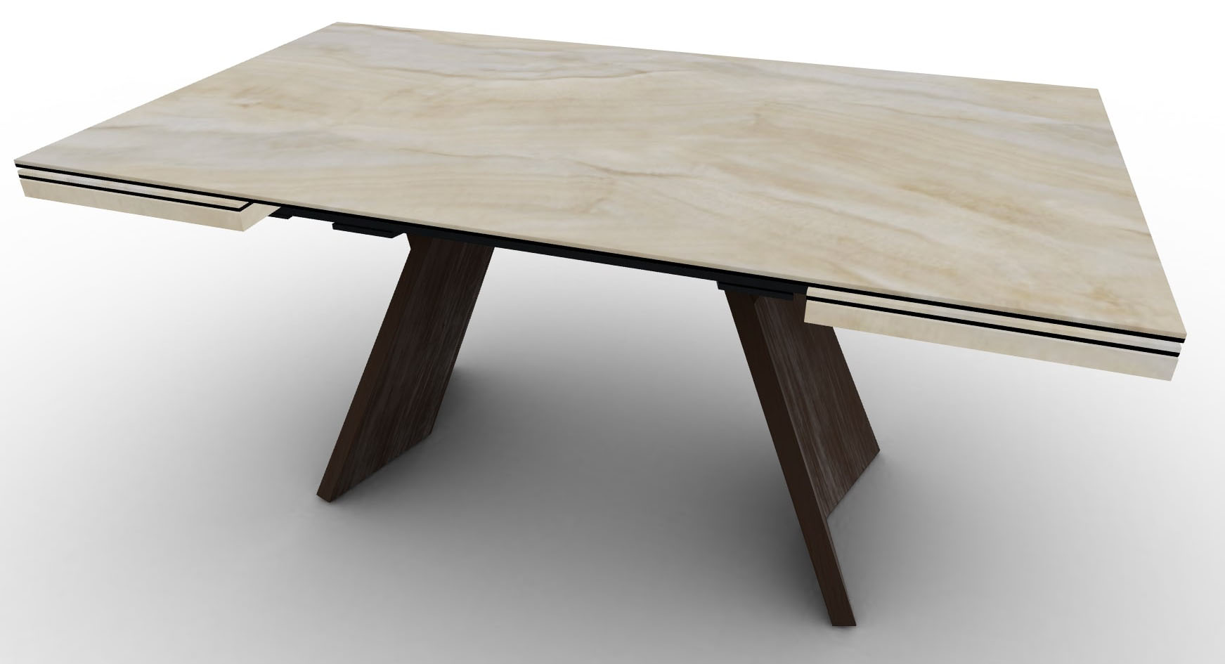 Icaro W62.9"-78.7"-94.4" Ceramic/Wood Customizable Extendable Rectangular Dining Table