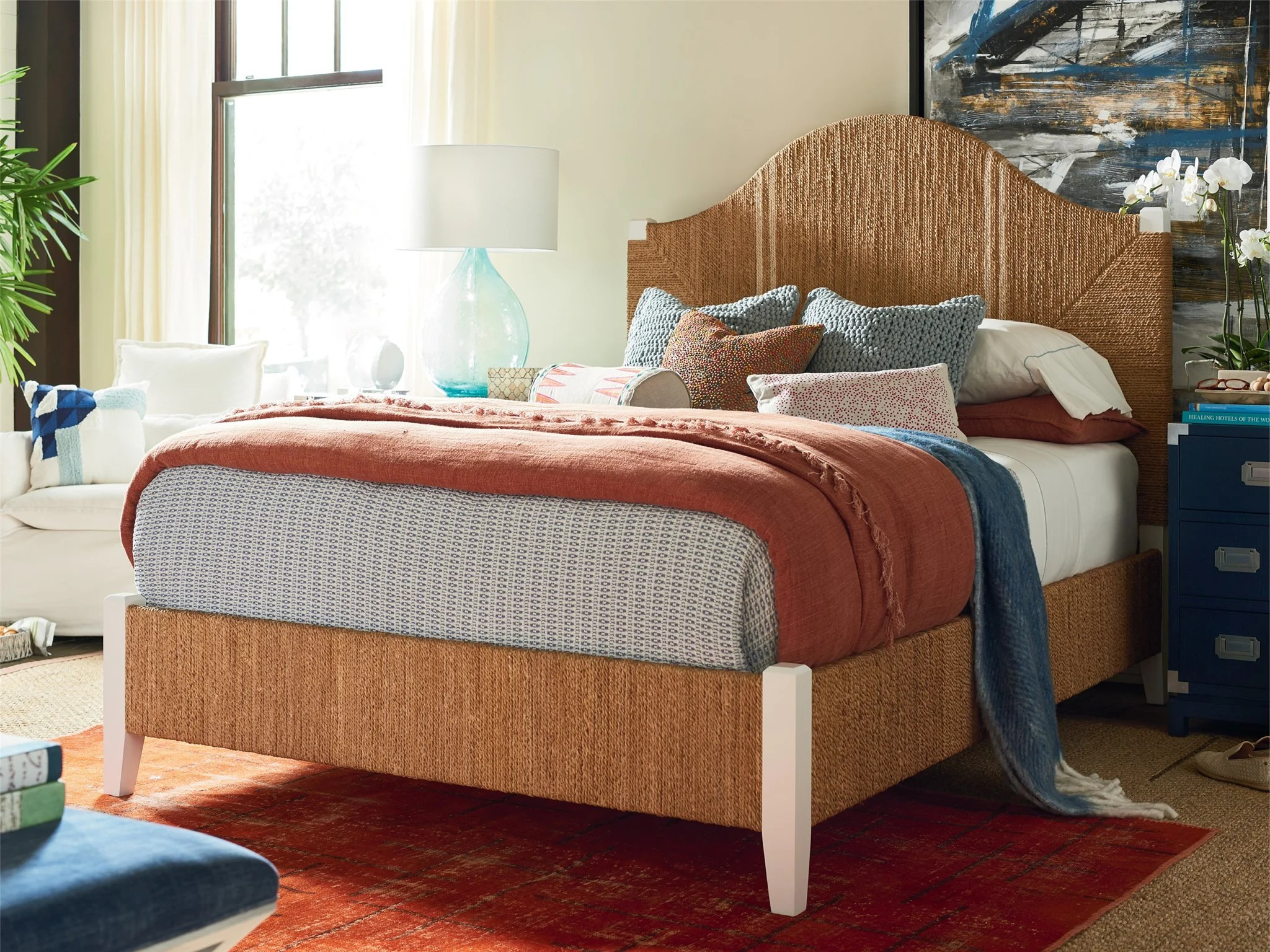 Seabrook Fabric/Wood Panel Bed, Queen Size