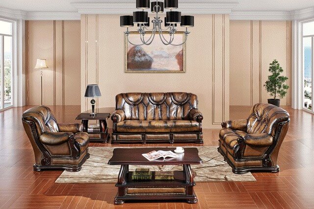 Oakman Leather/Eco-Leather Living Room Set by ESF Furniture