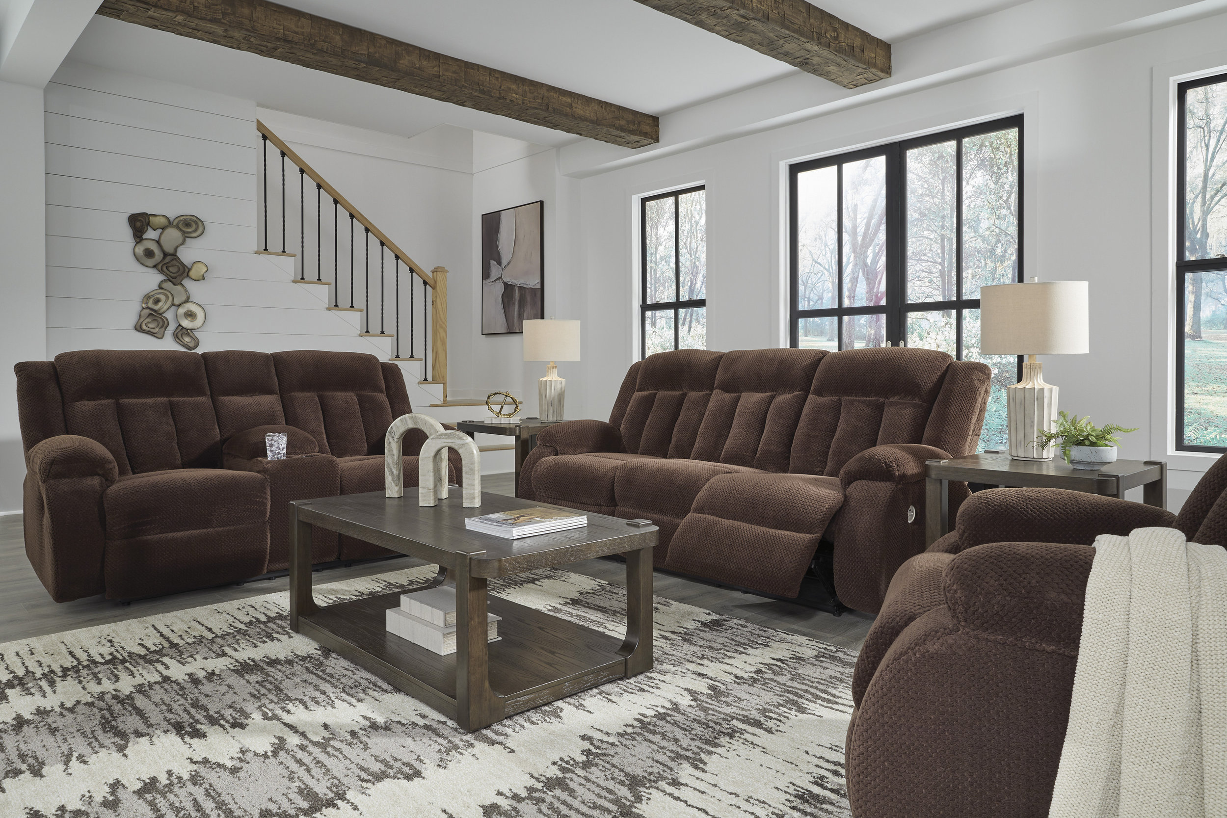 Observation Fabric Recliner Living Room Set
