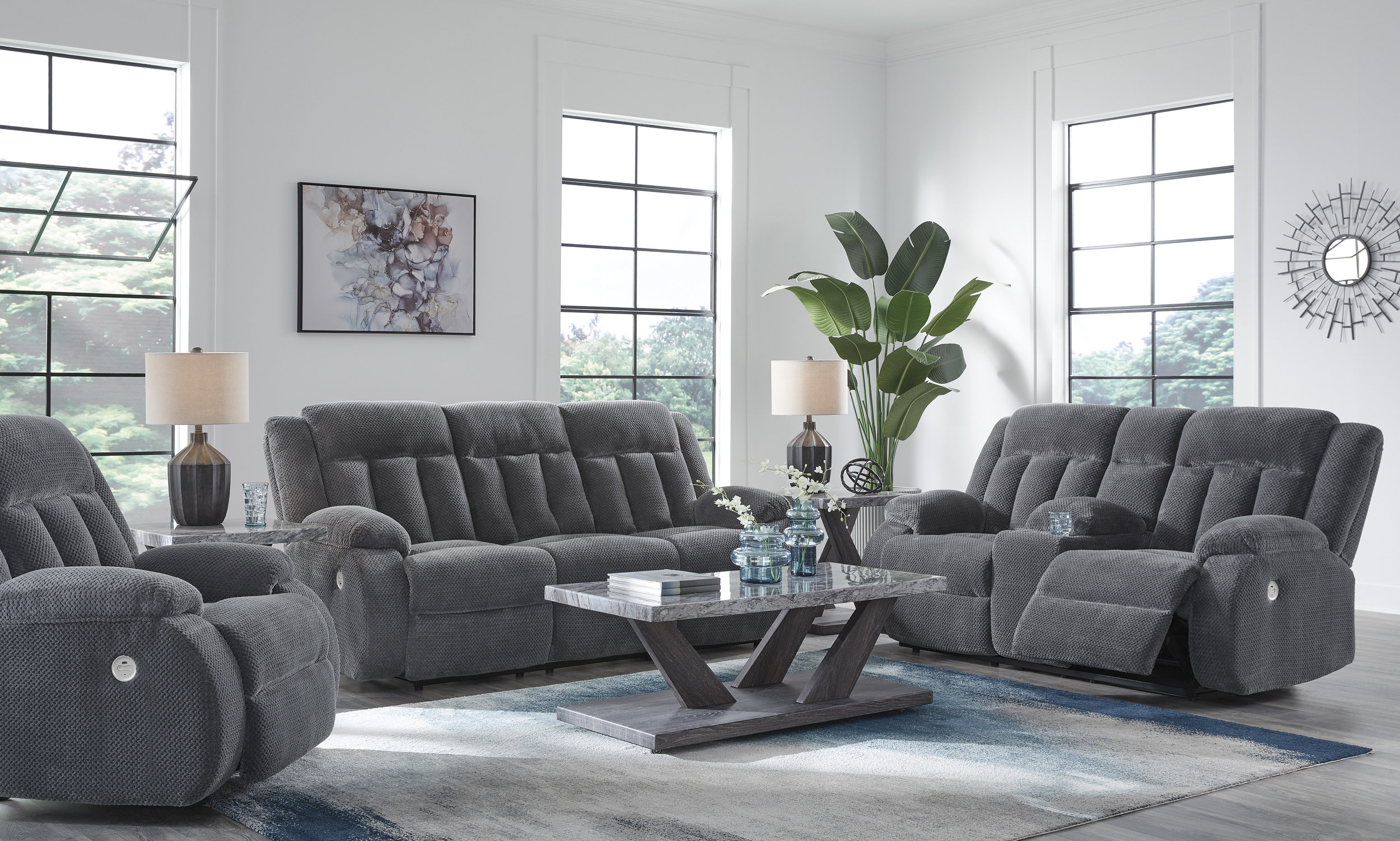 Observation Fabric Recliner Living Room Set