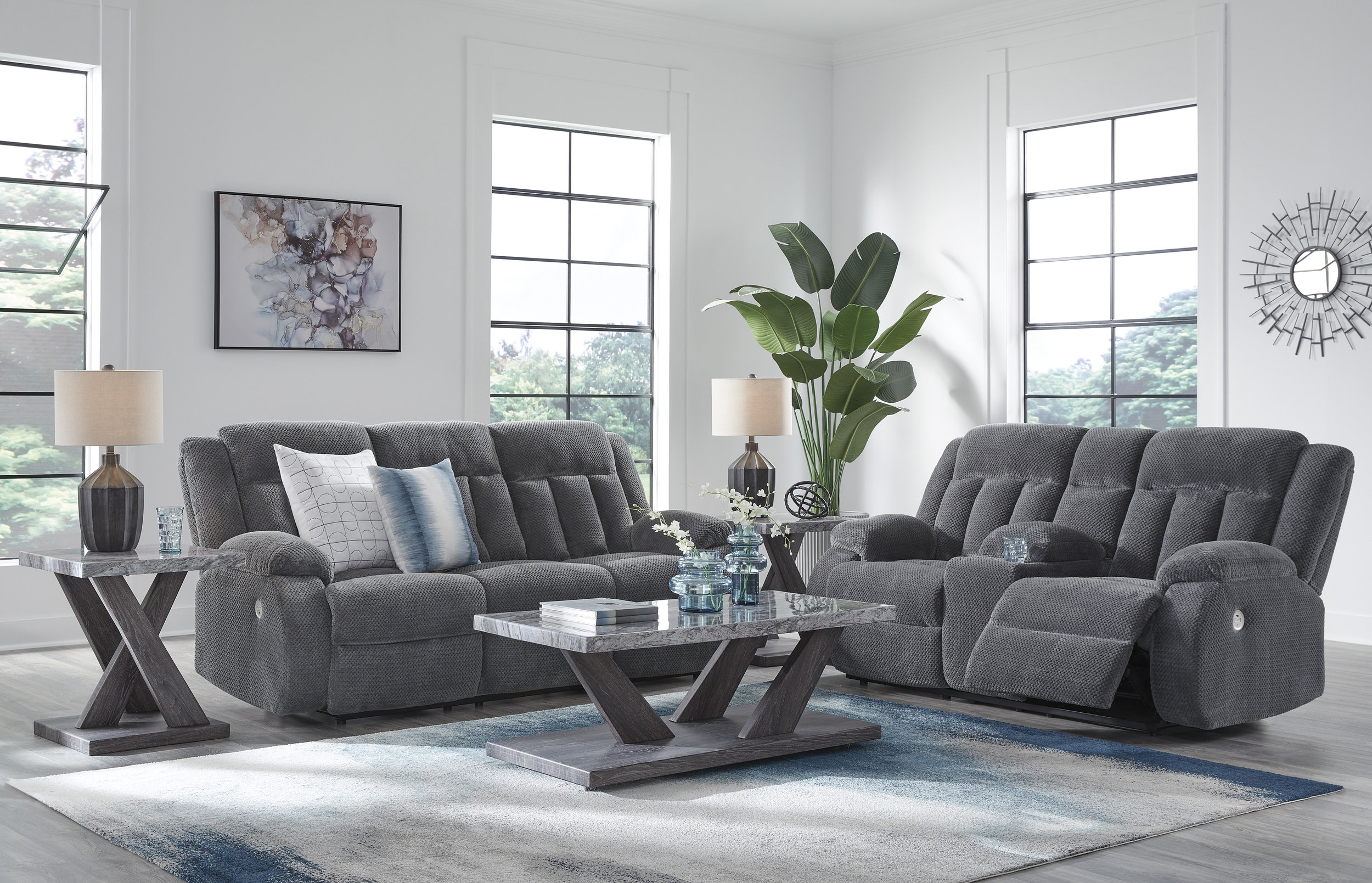 Observation Fabric Recliner Living Room Set