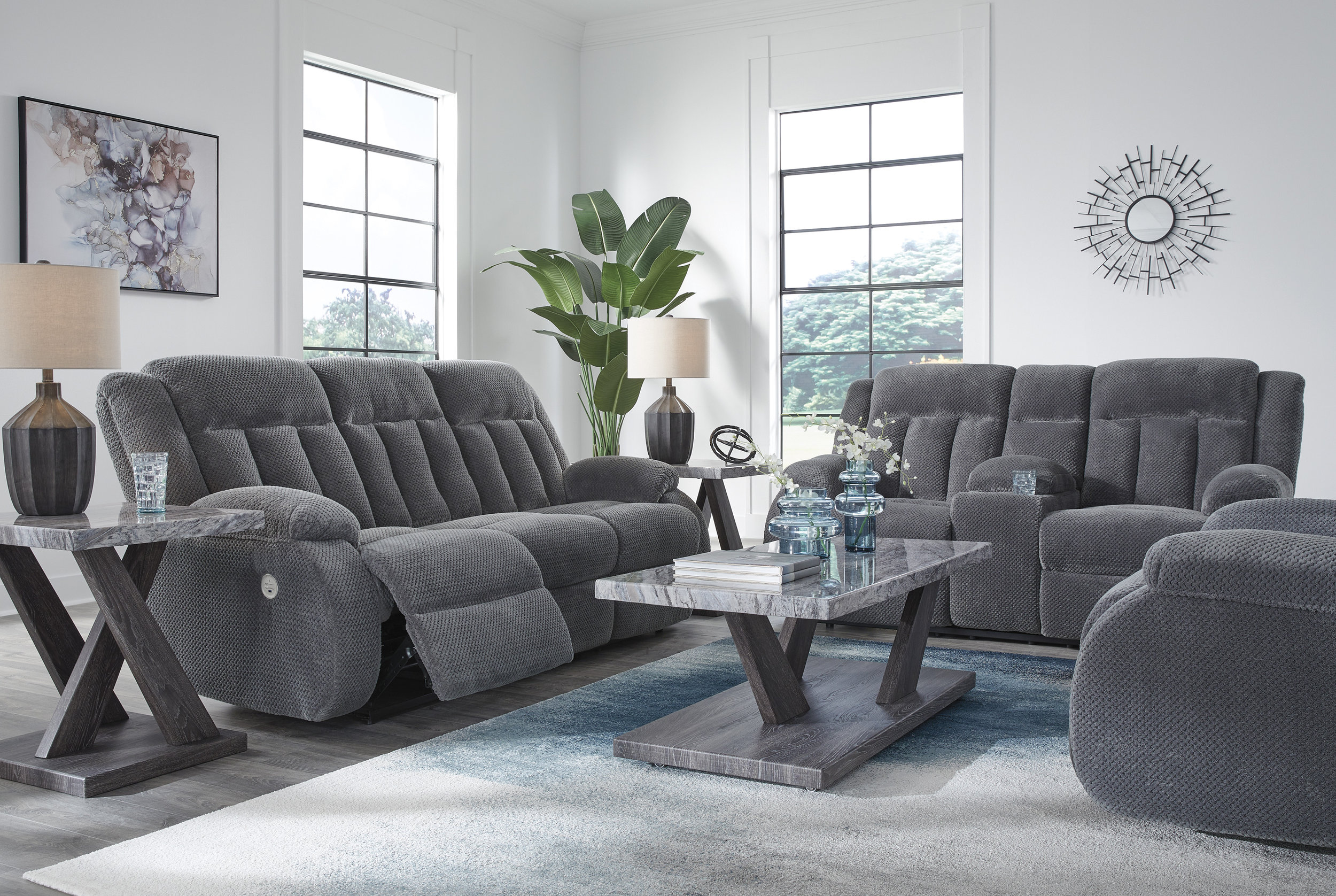 Observation Fabric Recliner Living Room Set