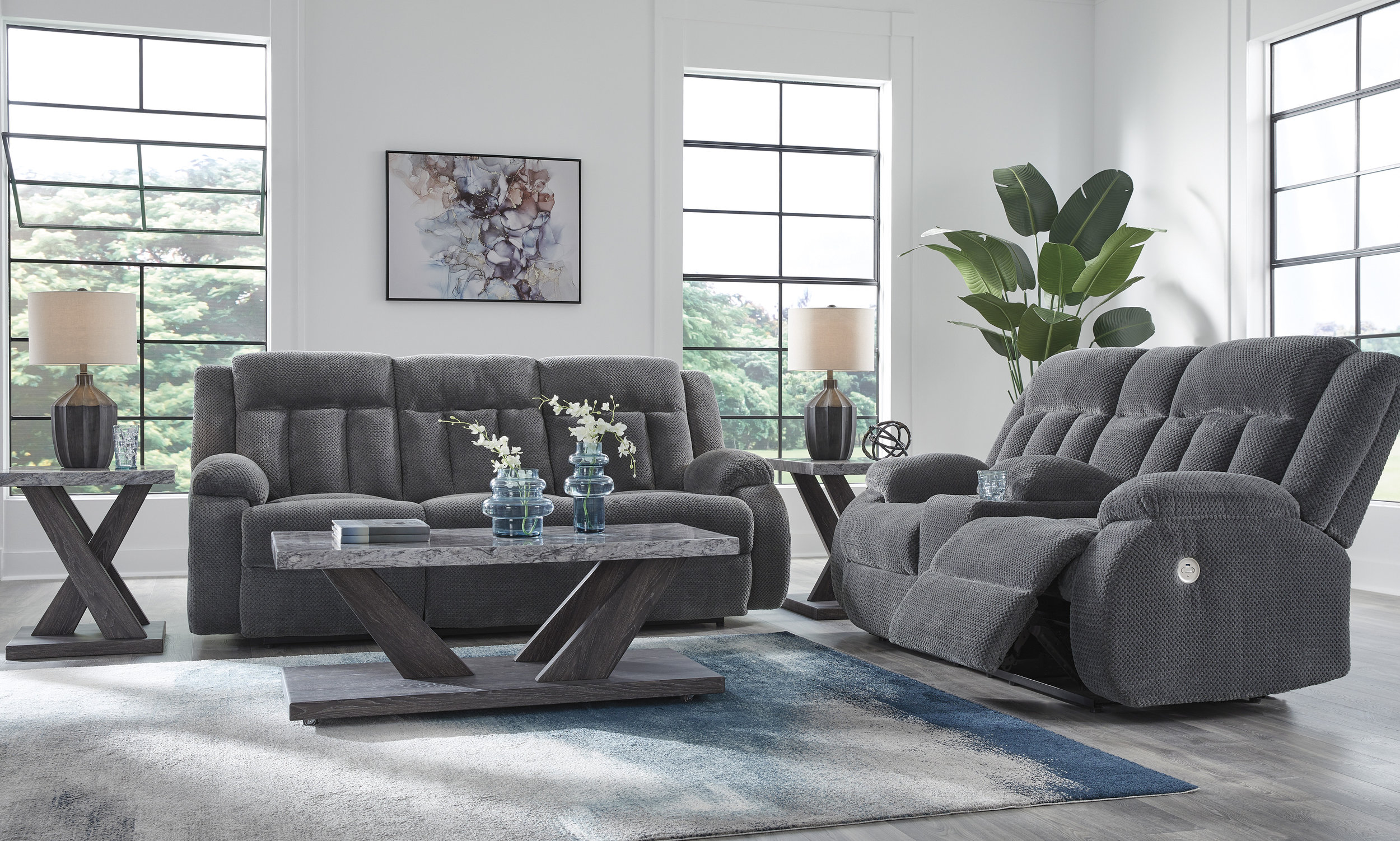 Observation Fabric Recliner Living Room Set