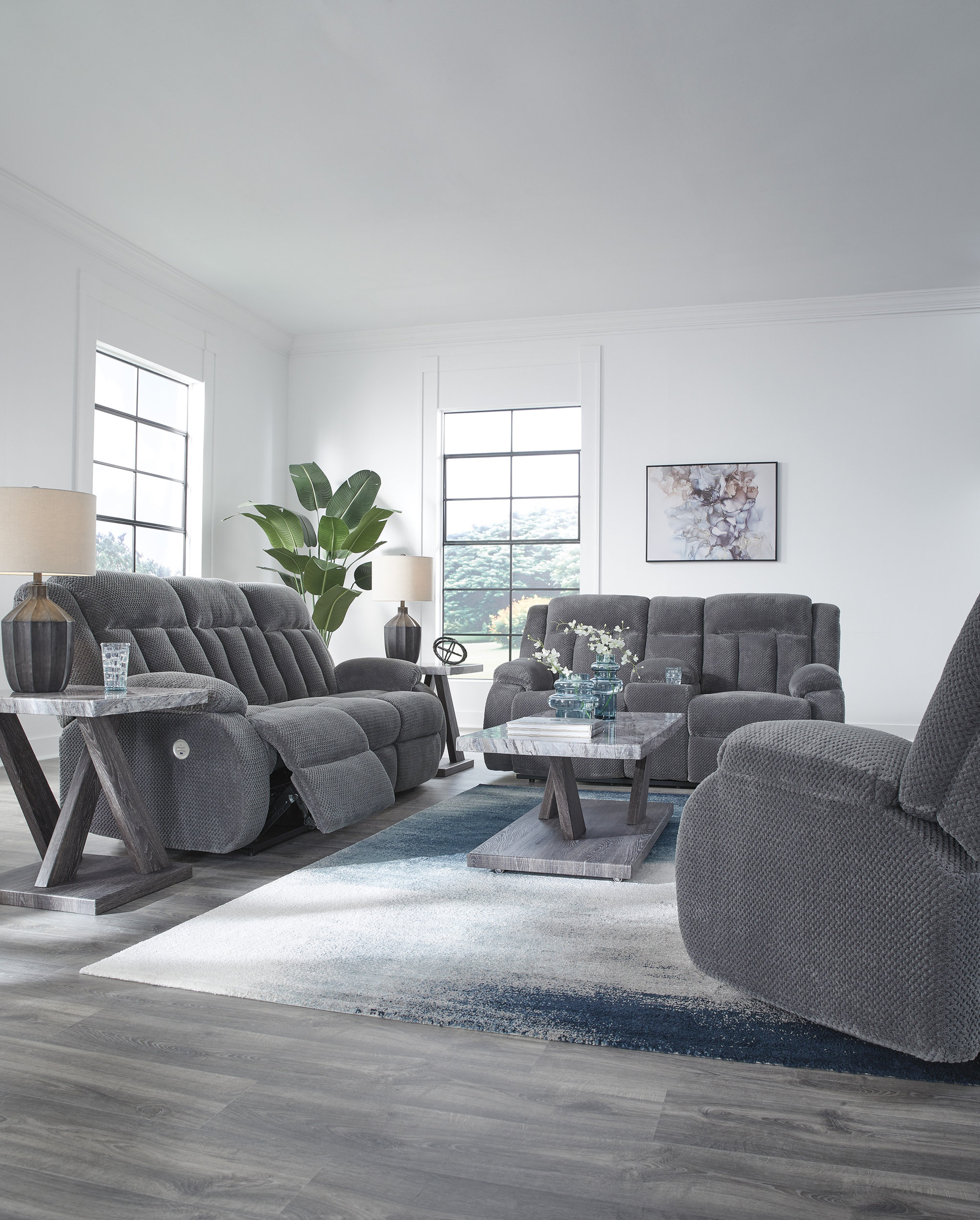 Observation Fabric Recliner Living Room Set