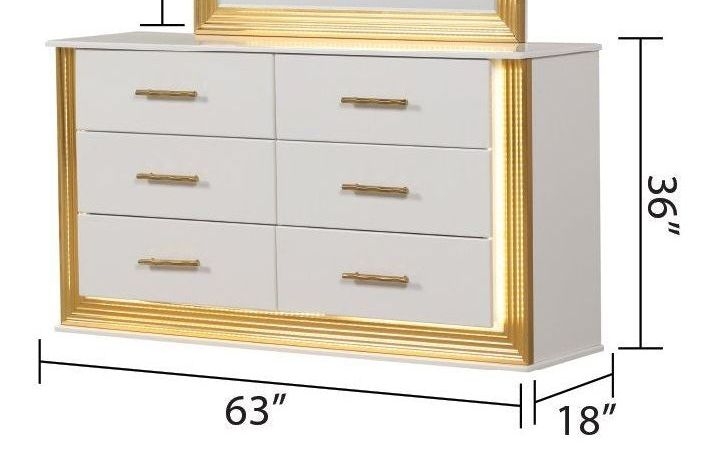 Obsession 6-Drawer Wood Veneer Dresser with LED Lighting