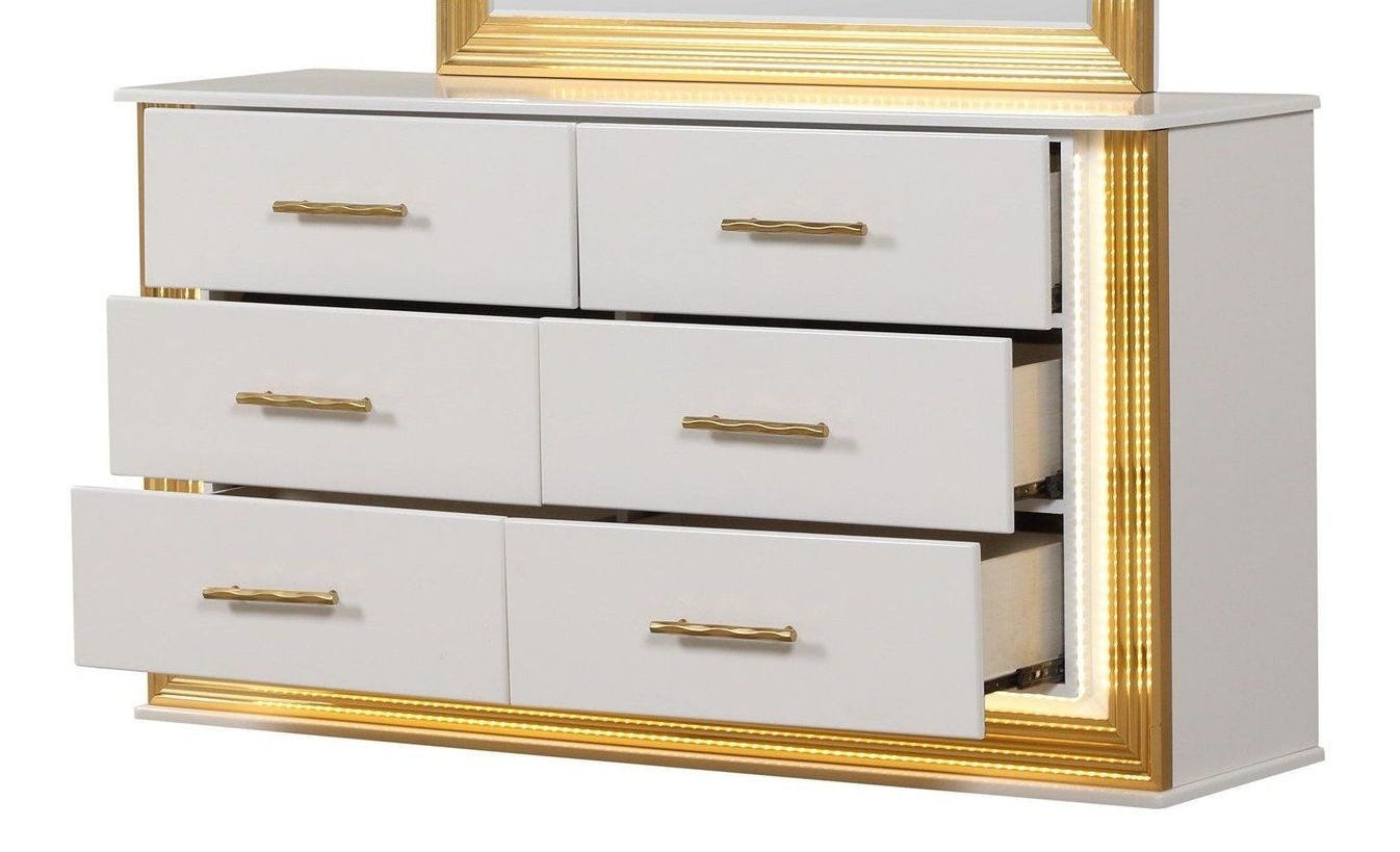 Obsession 6-Drawer Wood Veneer Dresser with LED Lighting