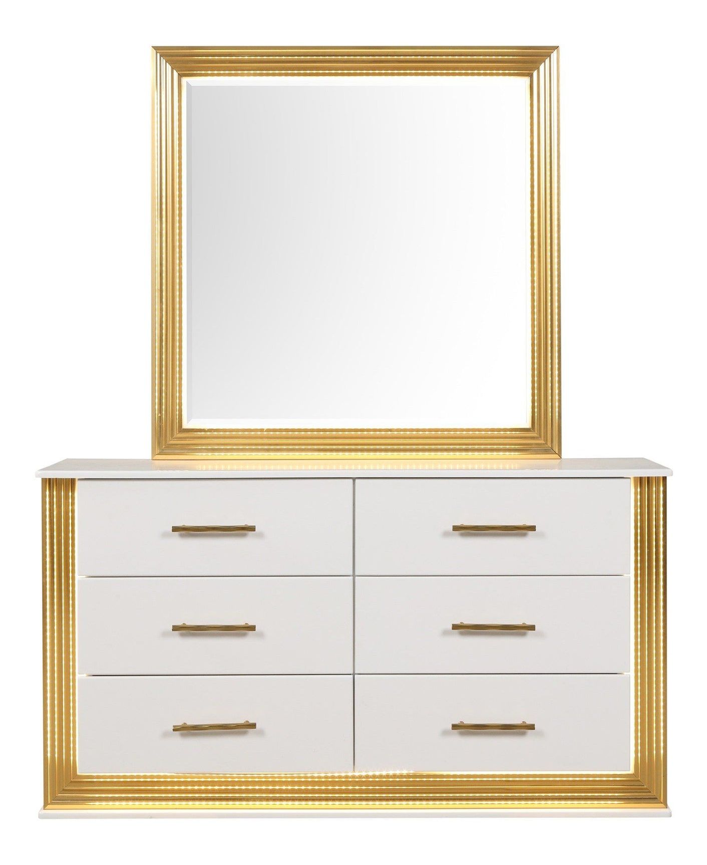 Obsession Square Wood Veneer Mirror with LED Lighting