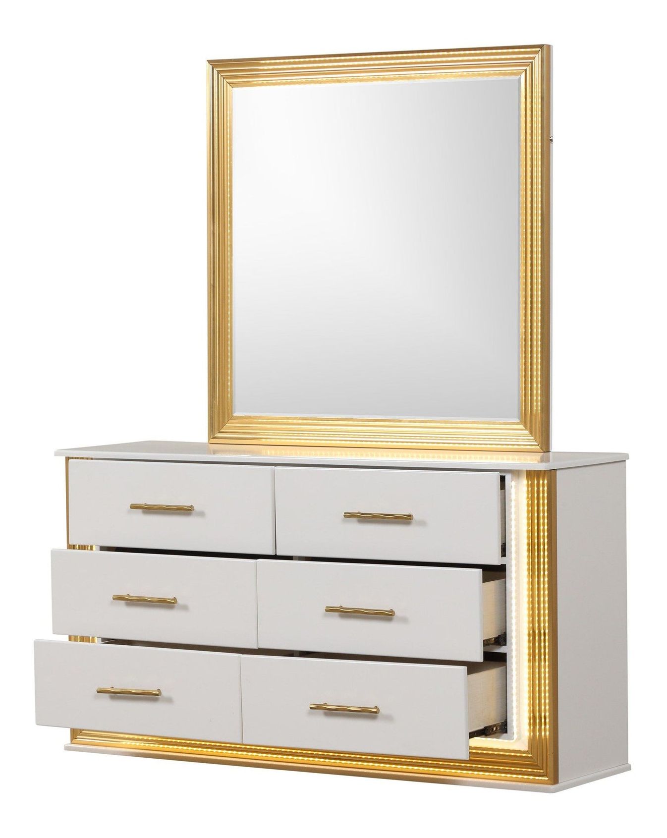 Obsession Square Wood Veneer Mirror with LED Lighting