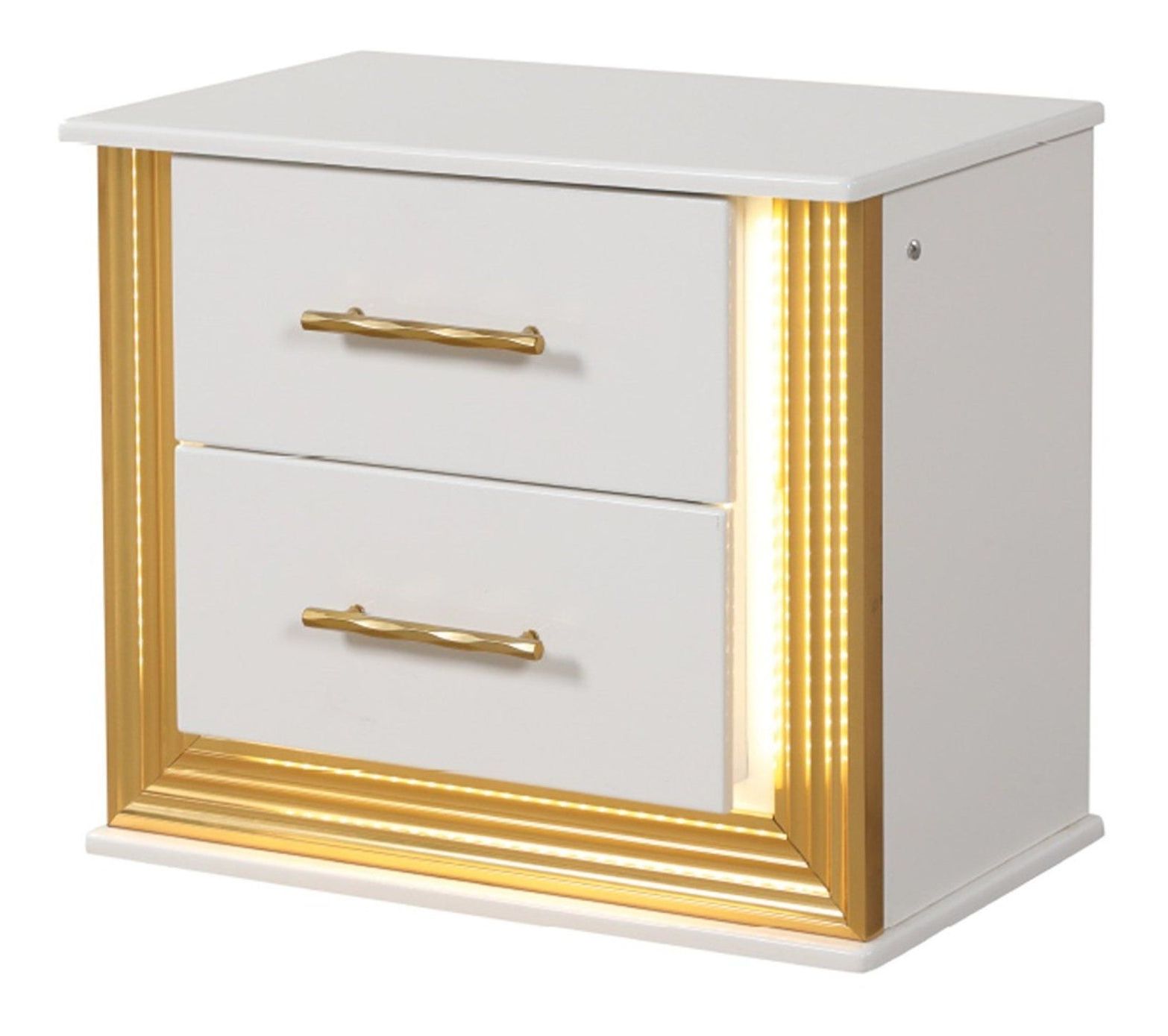 Obsession 2-Drawer Wood Veneer Nightstand with LED Lighting