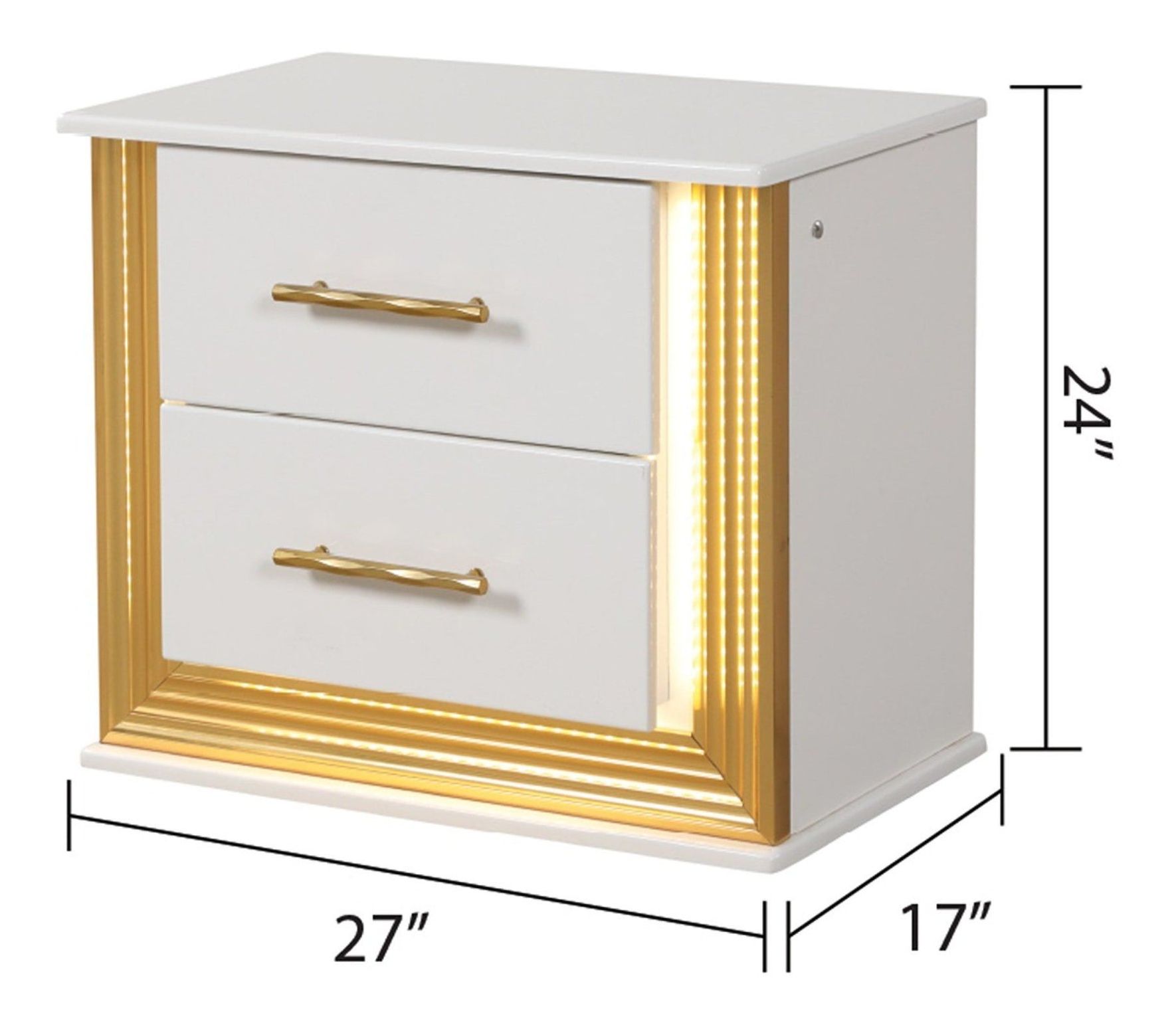 Obsession 2-Drawer Wood Veneer Nightstand with LED Lighting