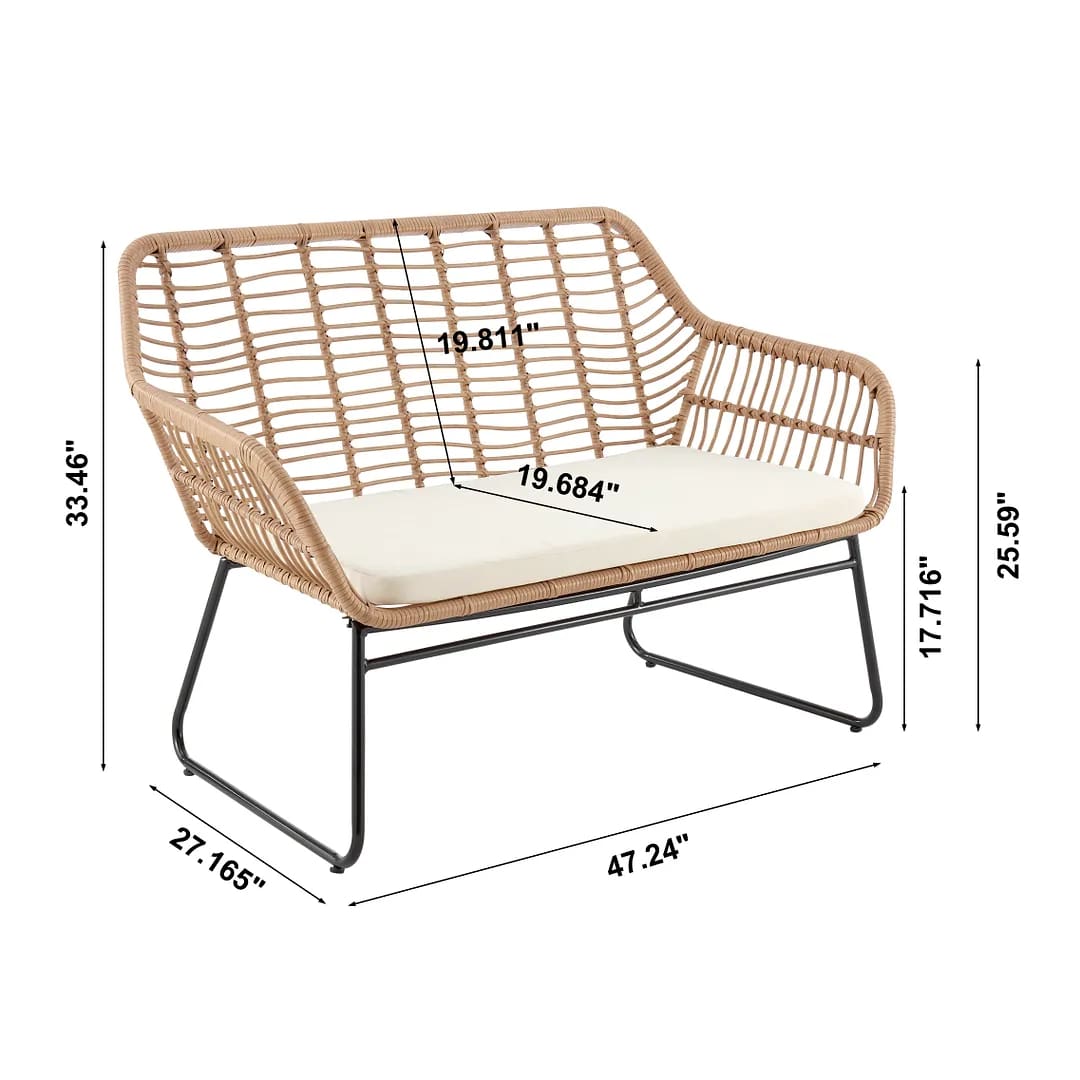 Antibes 2.0 Steel Rattan 4-Piece Patio Conversation Set w/Cushions