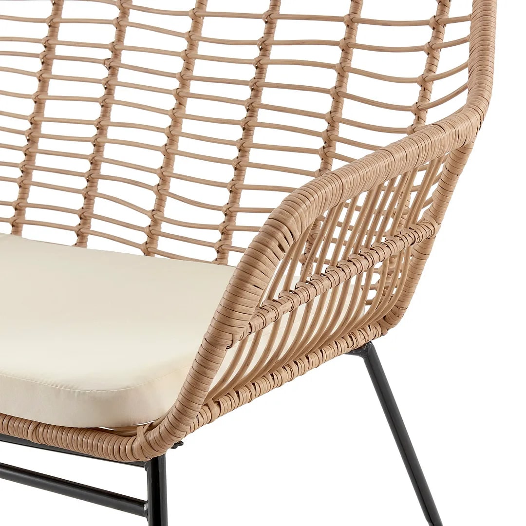 Steel Rattan 4-Piece Patio Conversation Set with Cushions