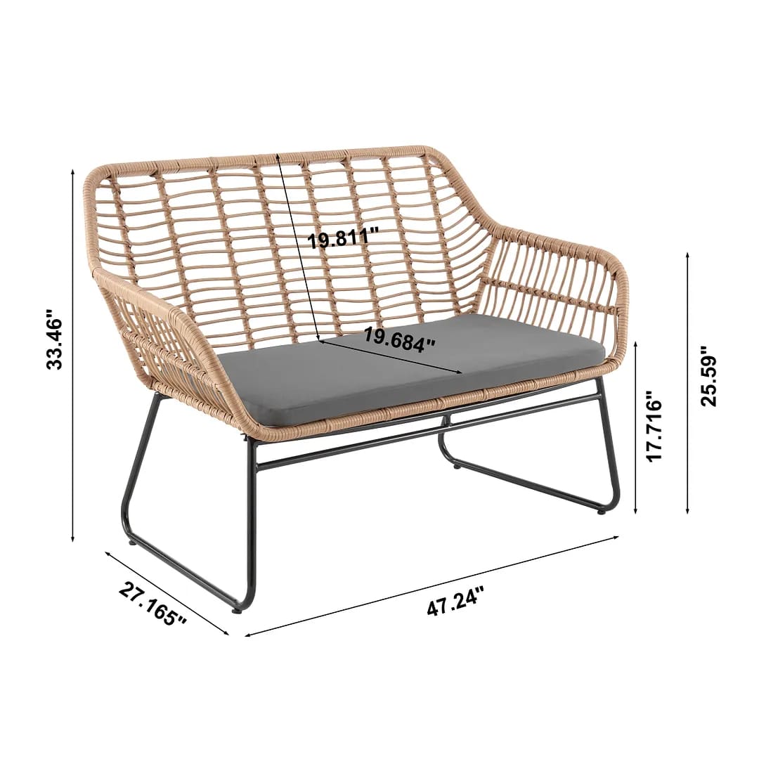 Antibes 2.0 Steel Rattan 4-Piece Patio Conversation Set w/Cushions
