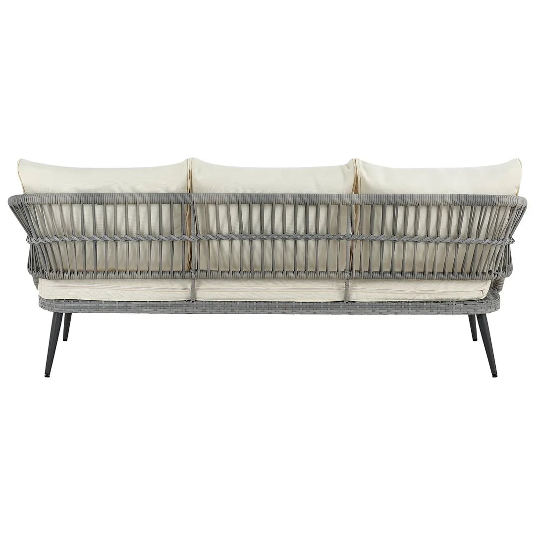 Riviera Rope Wicker 4-Piece 5 Seater Patio Conversation Set w/Cushions