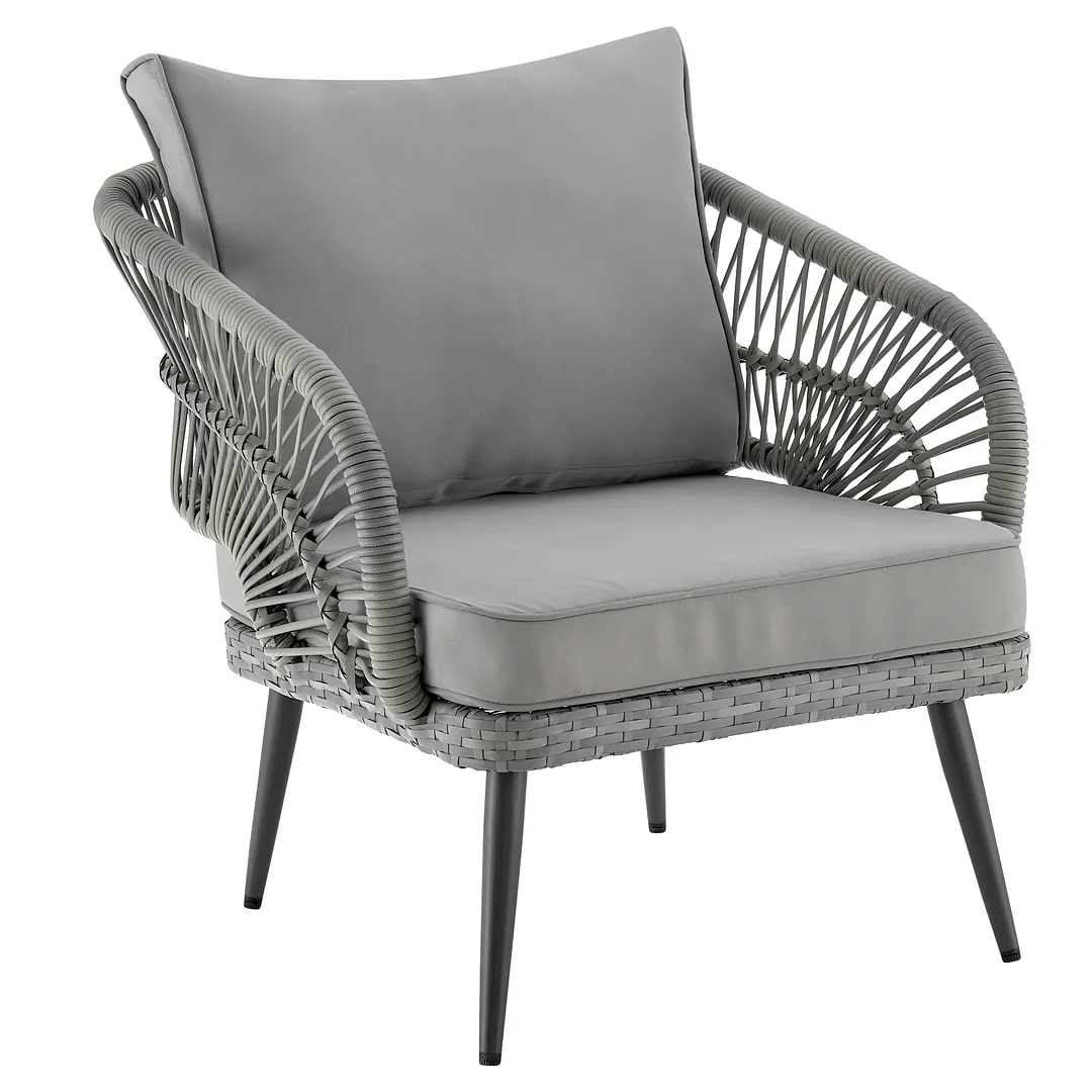 Riviera Rope Wicker 4-Piece 5 Seater Patio Conversation Set w/Cushions