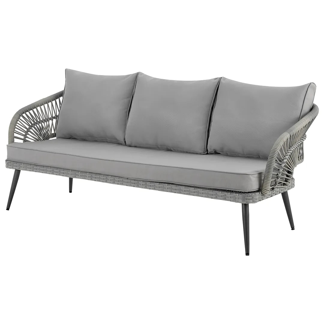 Riviera Rope Wicker 4-Piece 5 Seater Patio Conversation Set w/Cushions