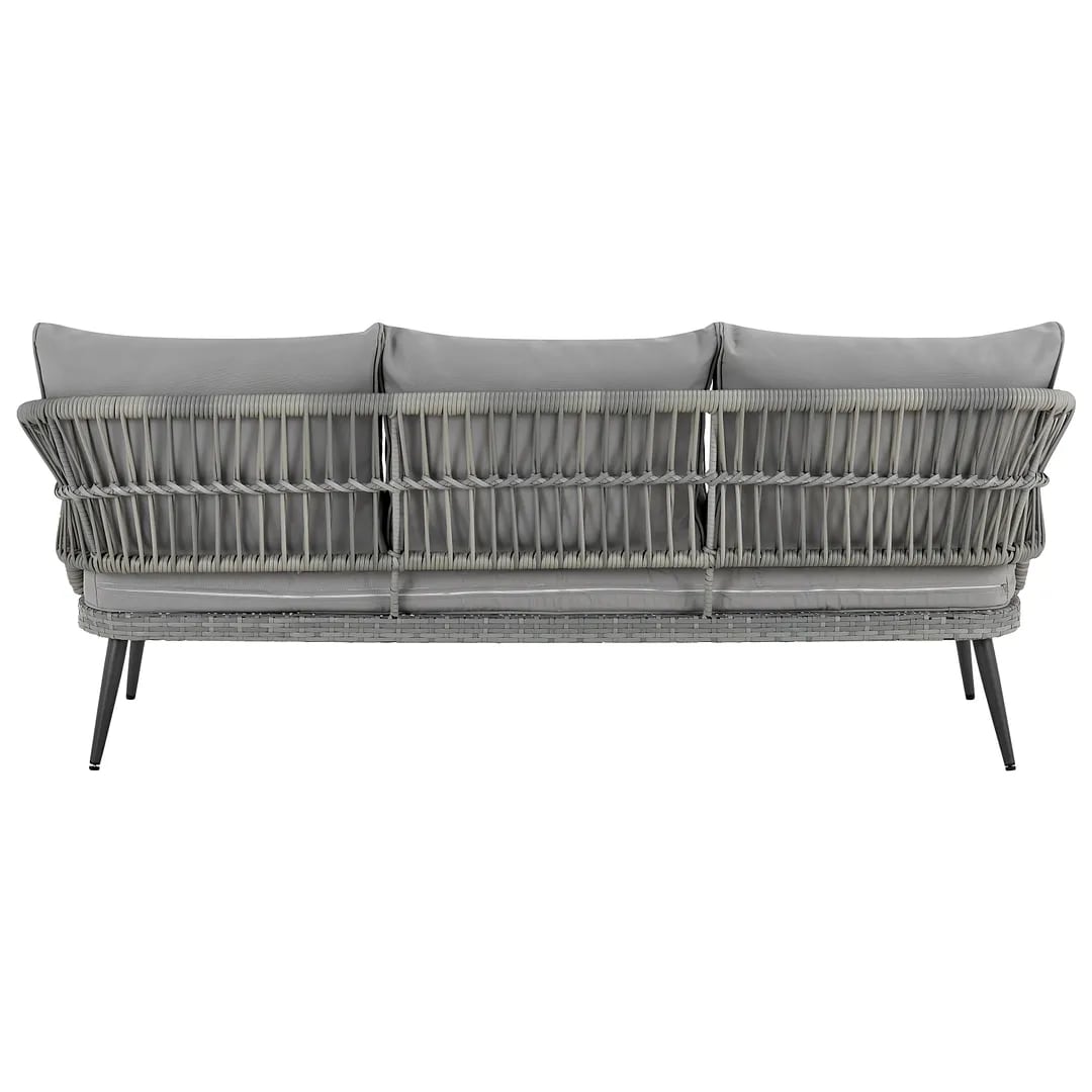 Riviera Rope Wicker 4-Piece 5 Seater Patio Conversation Set w/Cushions