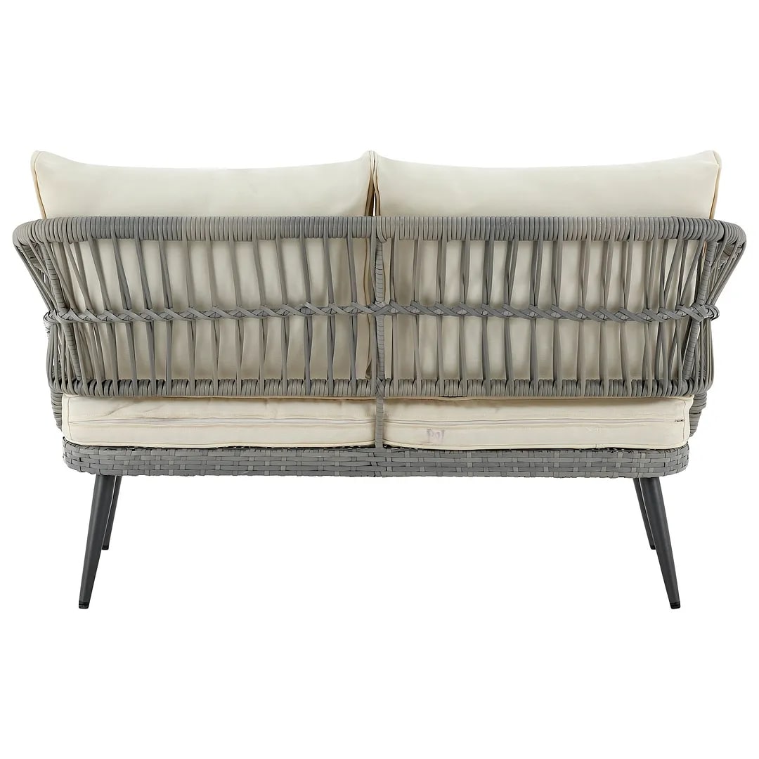 Riviera Rope Wicker 4-Piece 4 Seater Patio Conversation Set w/Cushions