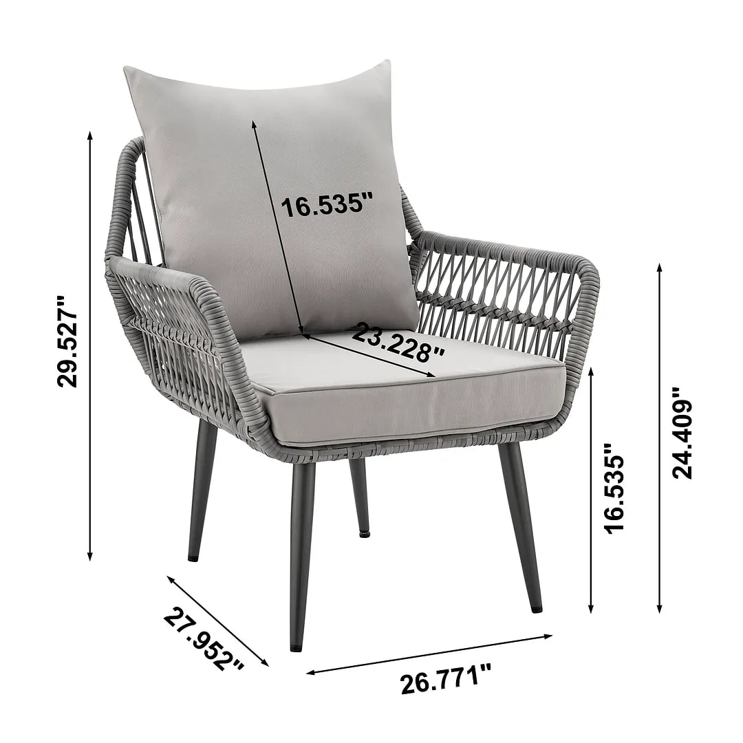 Riviera Rope Wicker 4-Piece 4 Seater Patio Conversation Set w/Cushions