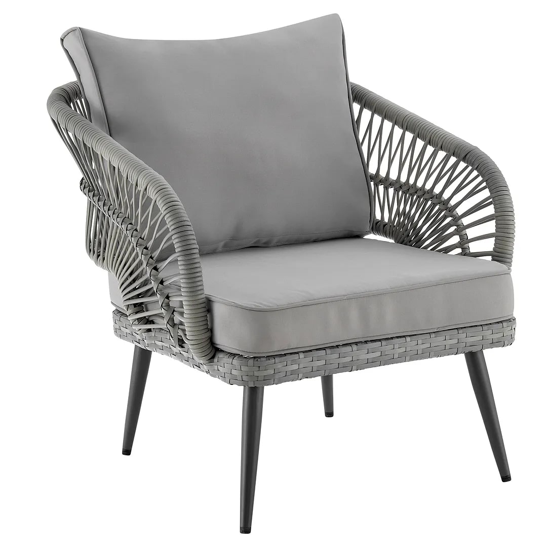 Riviera Rope Wicker 4-Piece 4 Seater Patio Conversation Set w/Cushions