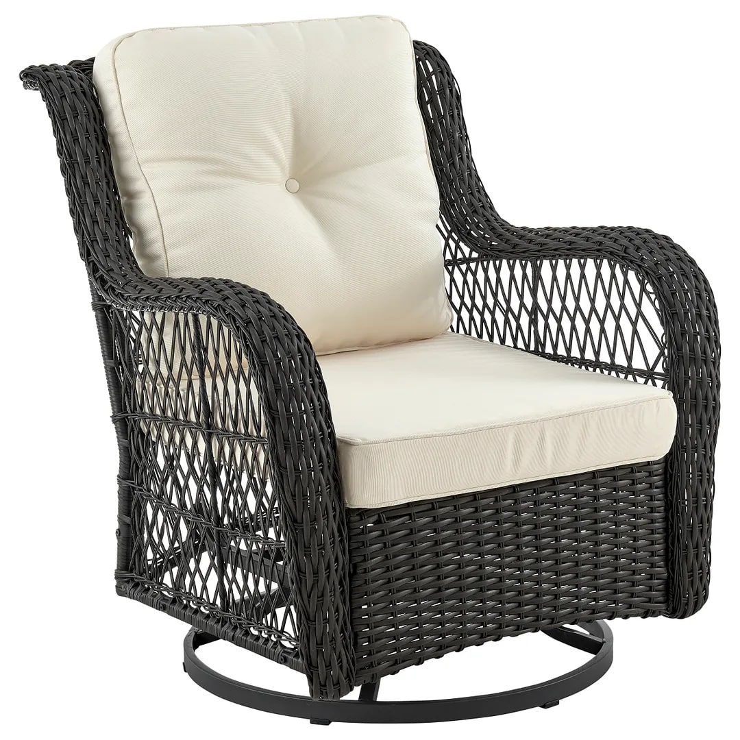 Fruttuo Swivel Steel Rattan 3-Piece Patio Conversation Set w/Cushions