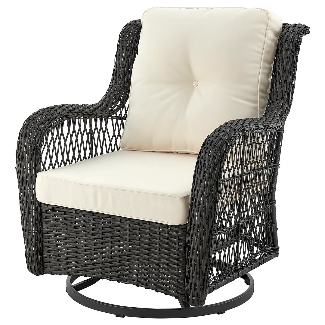 Fruttuo Swivel Steel Rattan 3-Piece Patio Conversation Set w/Cushions