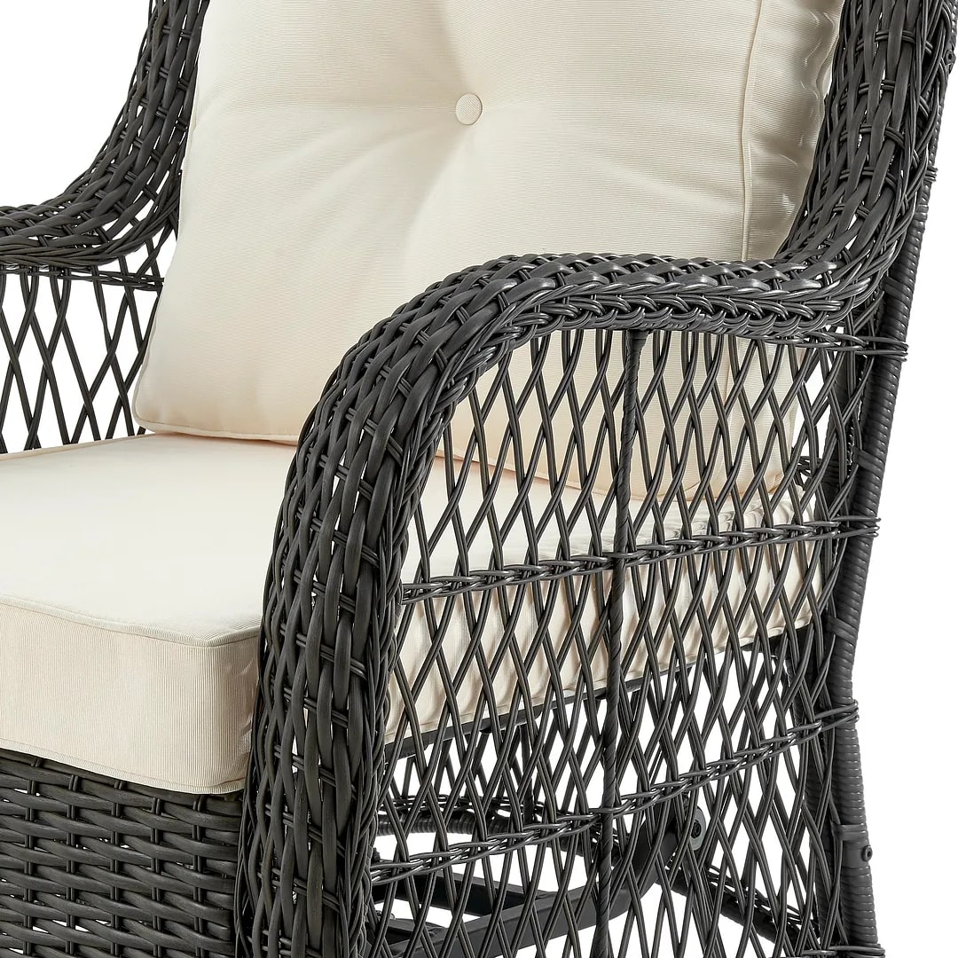 Fruttuo Swivel Steel Rattan 3-Piece Patio Conversation Set w/Cushions