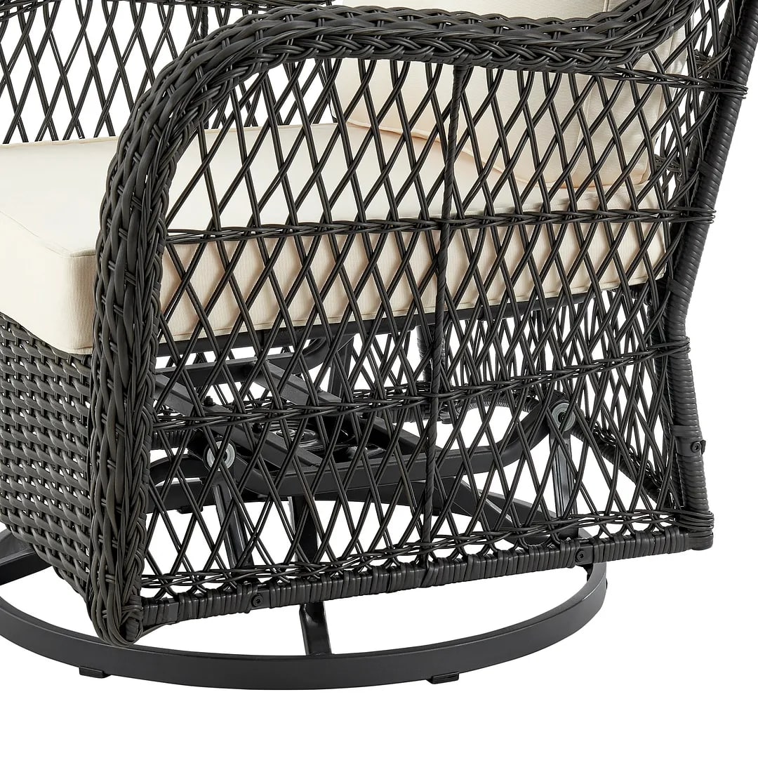 Fruttuo Swivel Steel Rattan 3-Piece Patio Conversation Set w/Cushions