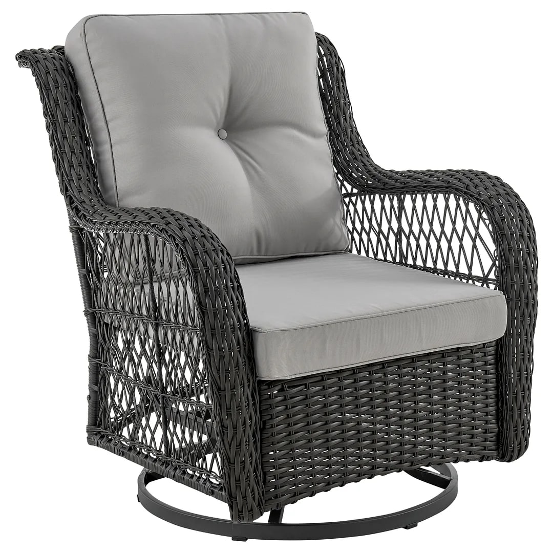 Fruttuo Swivel Steel Rattan 3-Piece Patio Conversation Set w/Cushions