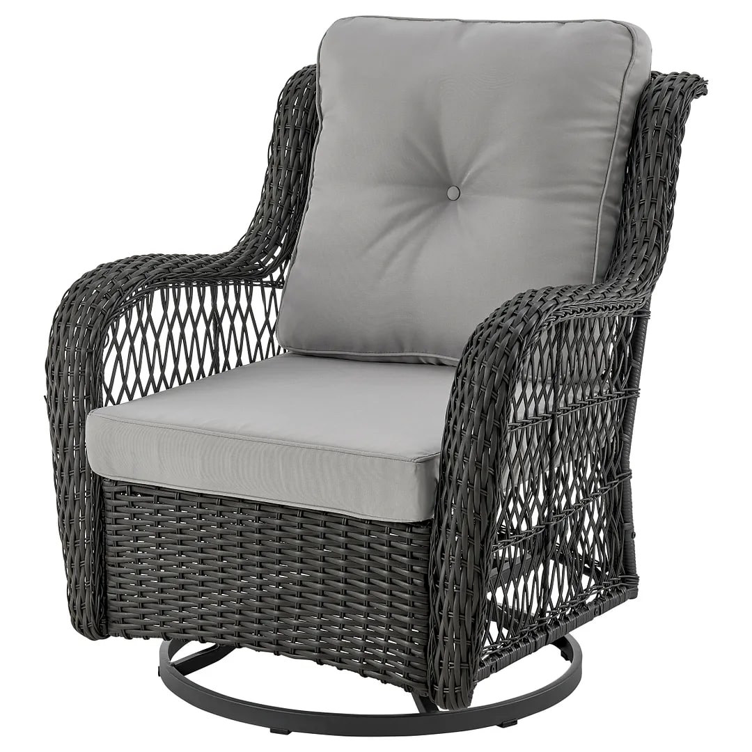Fruttuo Swivel Steel Rattan 3-Piece Patio Conversation Set w/Cushions