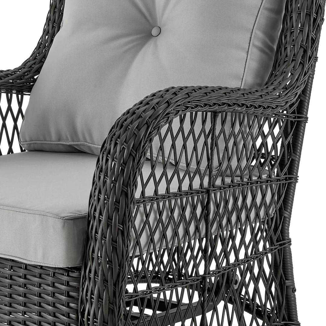 Fruttuo Swivel Steel Rattan 3-Piece Patio Conversation Set w/Cushions