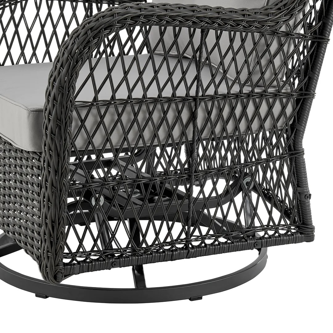 Fruttuo Swivel Steel Rattan 3-Piece Patio Conversation Set w/Cushions