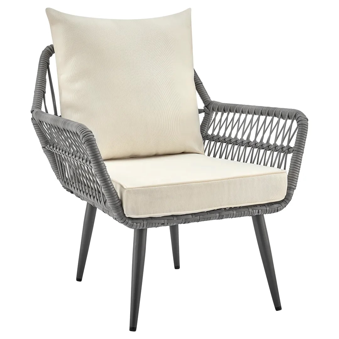 Portofino Rope Wicker 4-Piece Patio Conversation Set w/Cushions