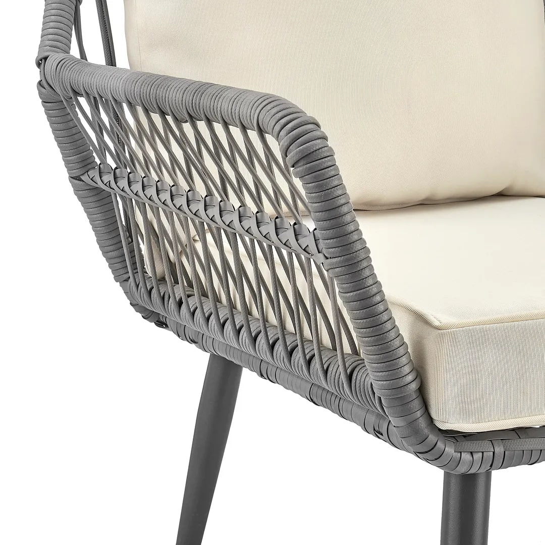 Portofino Rope Wicker 4-Piece Patio Conversation Set w/Cushions
