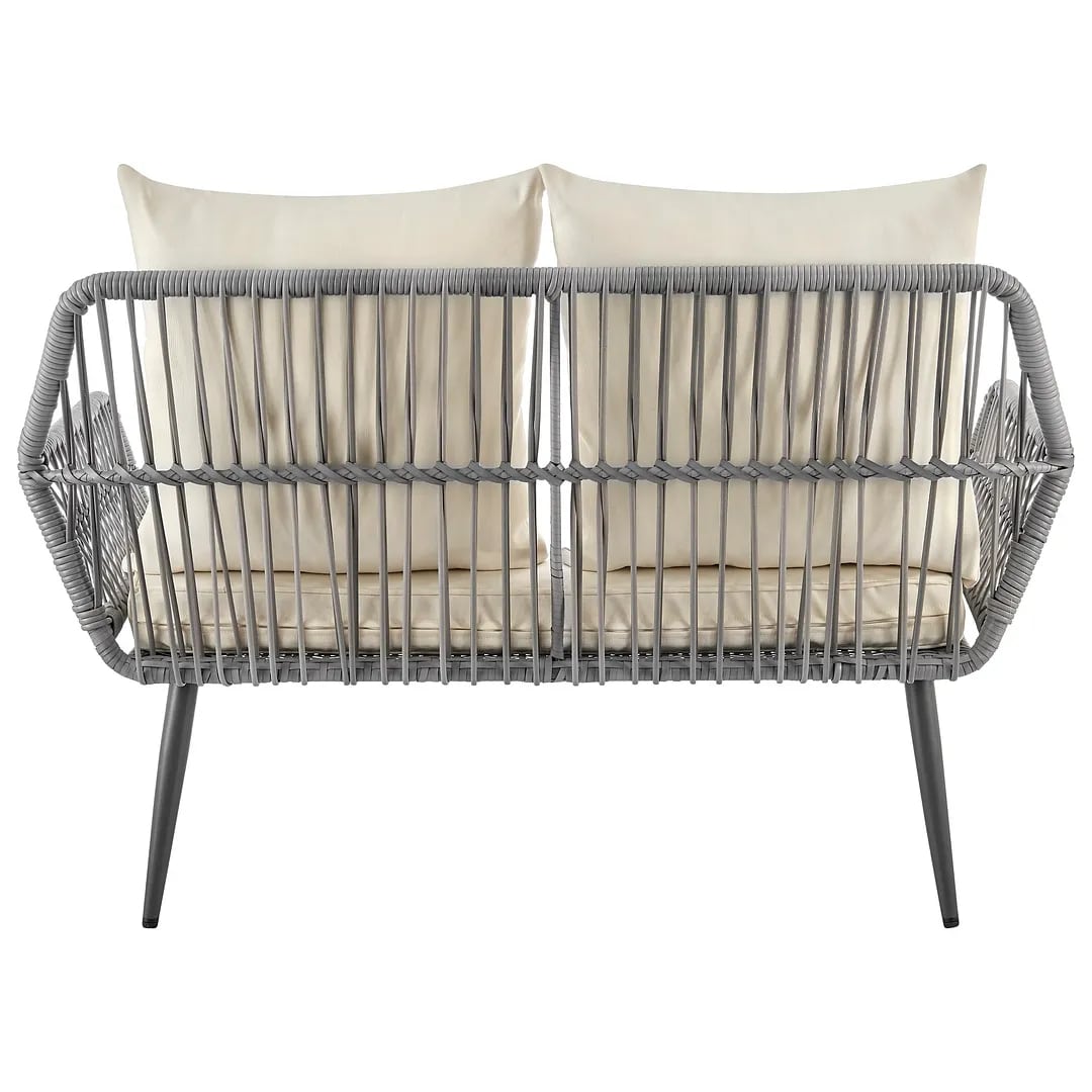 Portofino Rope Wicker 4-Piece Patio Conversation Set w/Cushions