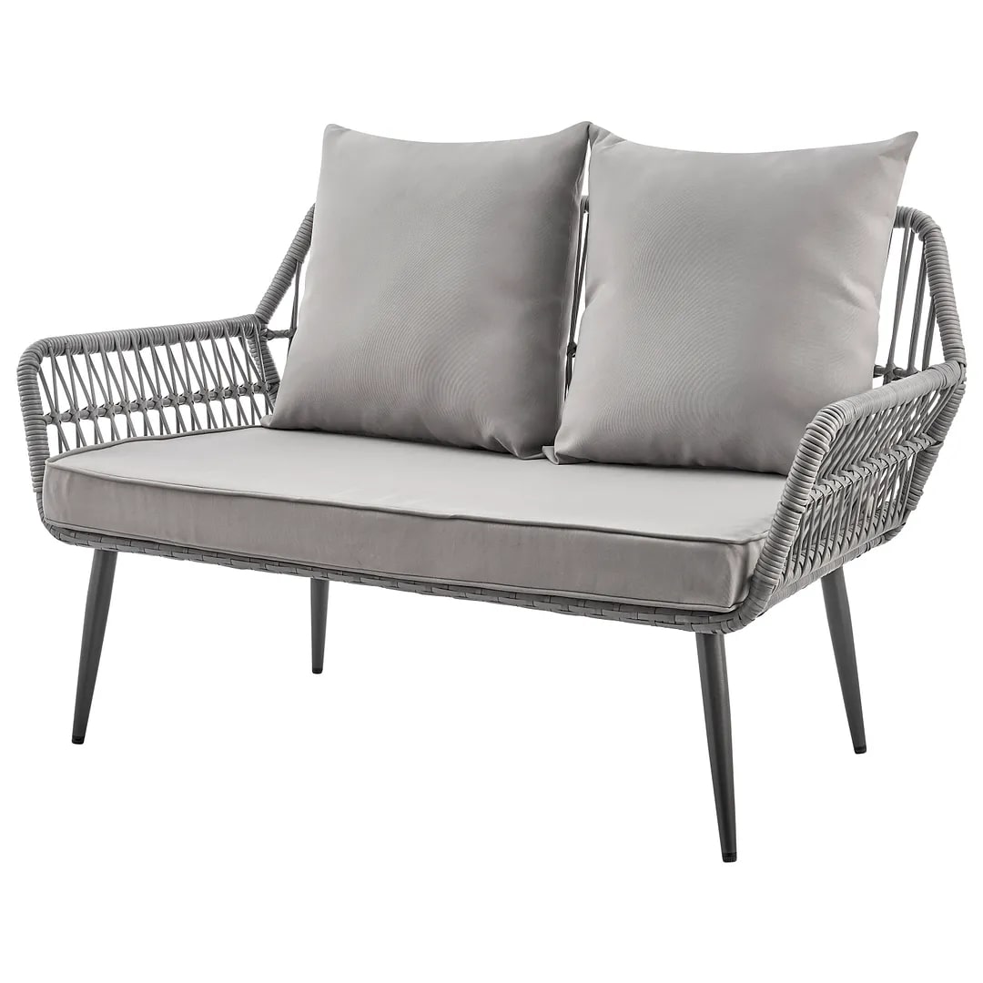 Portofino Rope Wicker 4-Piece Patio Conversation Set w/Cushions