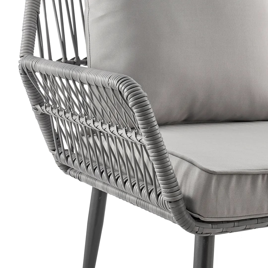 Portofino Rope Wicker 4-Piece Patio Conversation Set w/Cushions