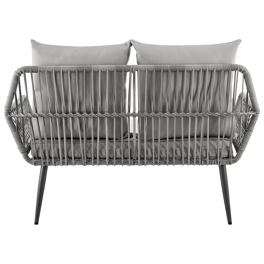 Portofino Rope Wicker 4-Piece Patio Conversation Set w/Cushions