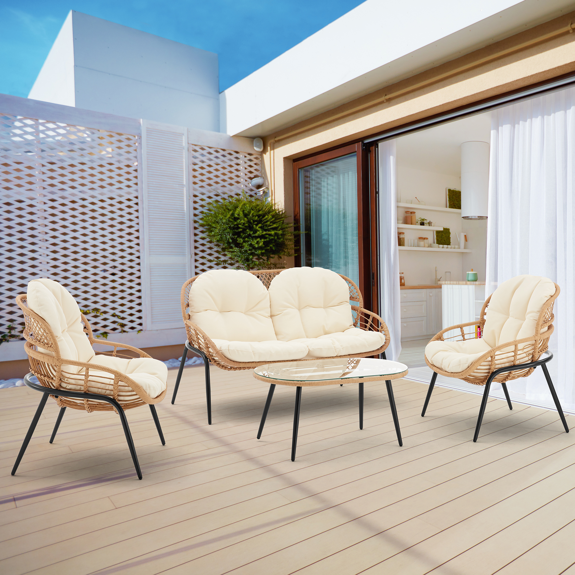 Pine 4-Piece Patio Conversation Set