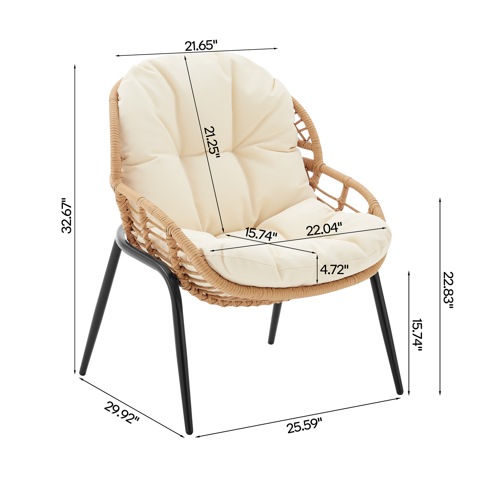 Pine 4-Piece Patio Conversation Set