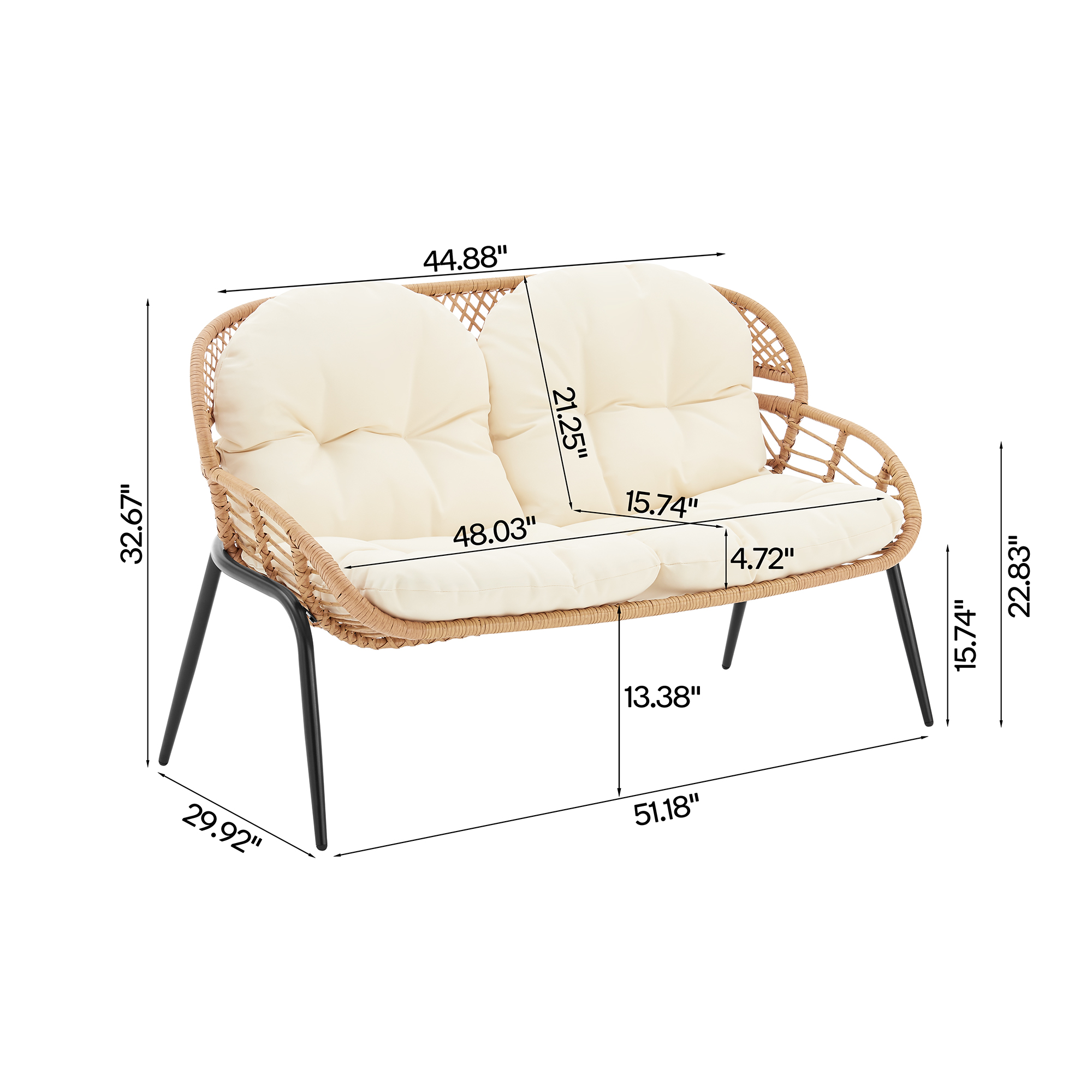 Pine 4-Piece Patio Conversation Set
