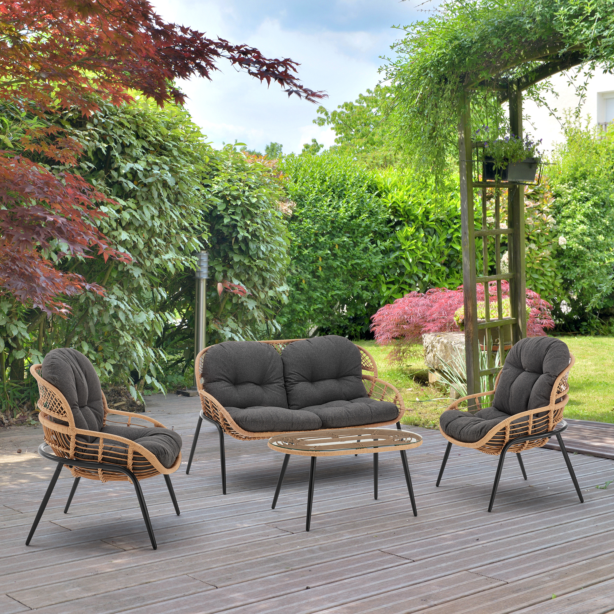 Pine 4-Piece Patio Conversation Set